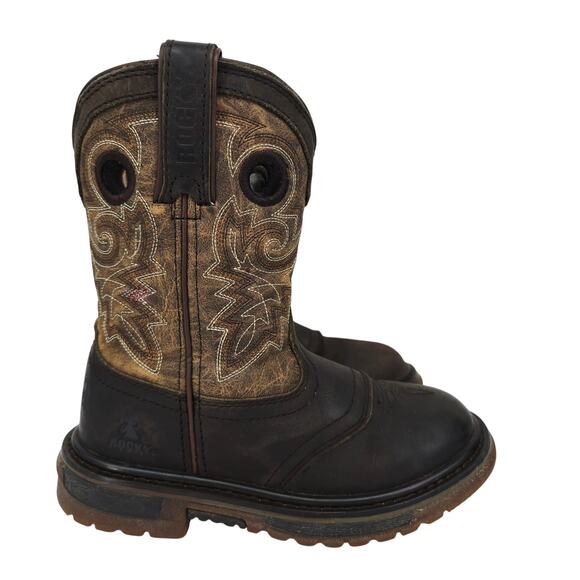 Rocky Kids Boys Saddle Western Cowboy Boots Brown 11 - Picture 1 of 9